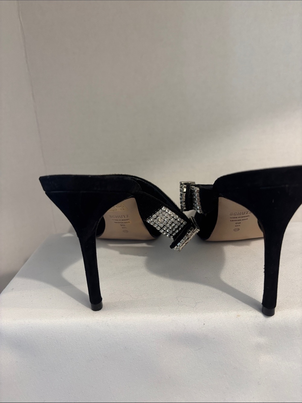 Schutz Tishara Black rhinestone buckle pointed toe mule heels. Size 9B - Picture 8 of 9